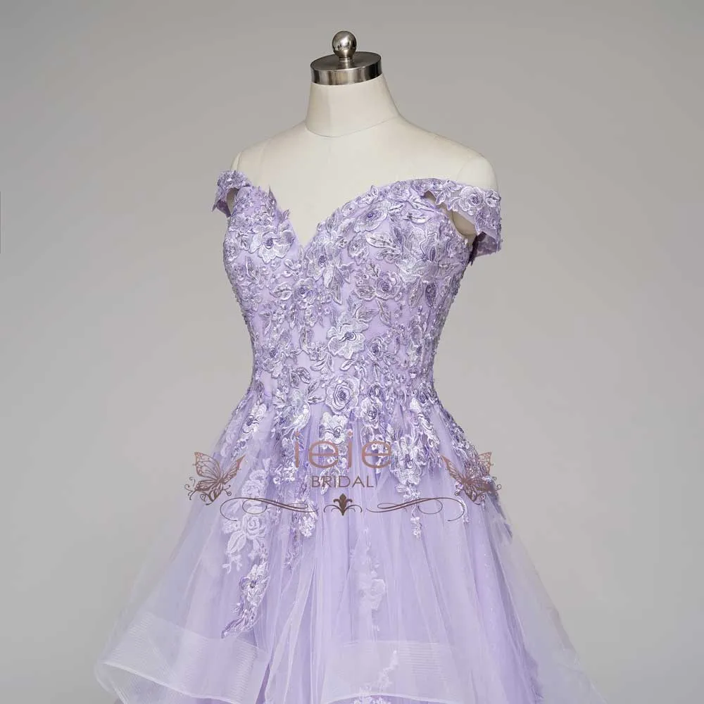 Stunning Enchanting Lilac Purple Off-Shoulder Ball Gown Wedding Dress | KARENA