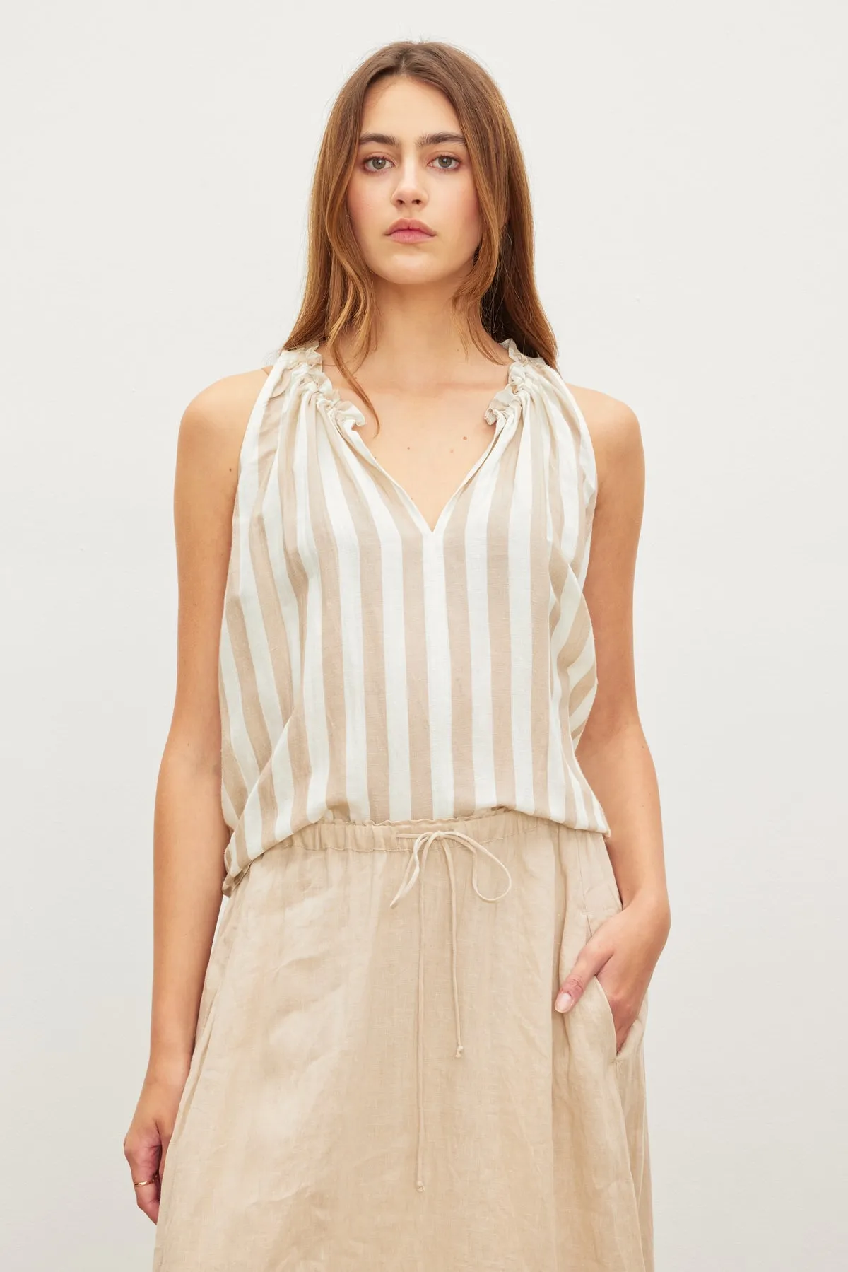 ERICA STRIPED LINEN TANK TOP