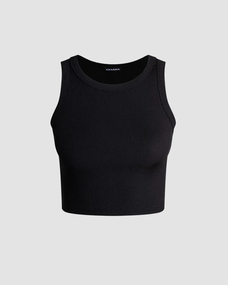 Essence Ribbed Cropped Tank Top