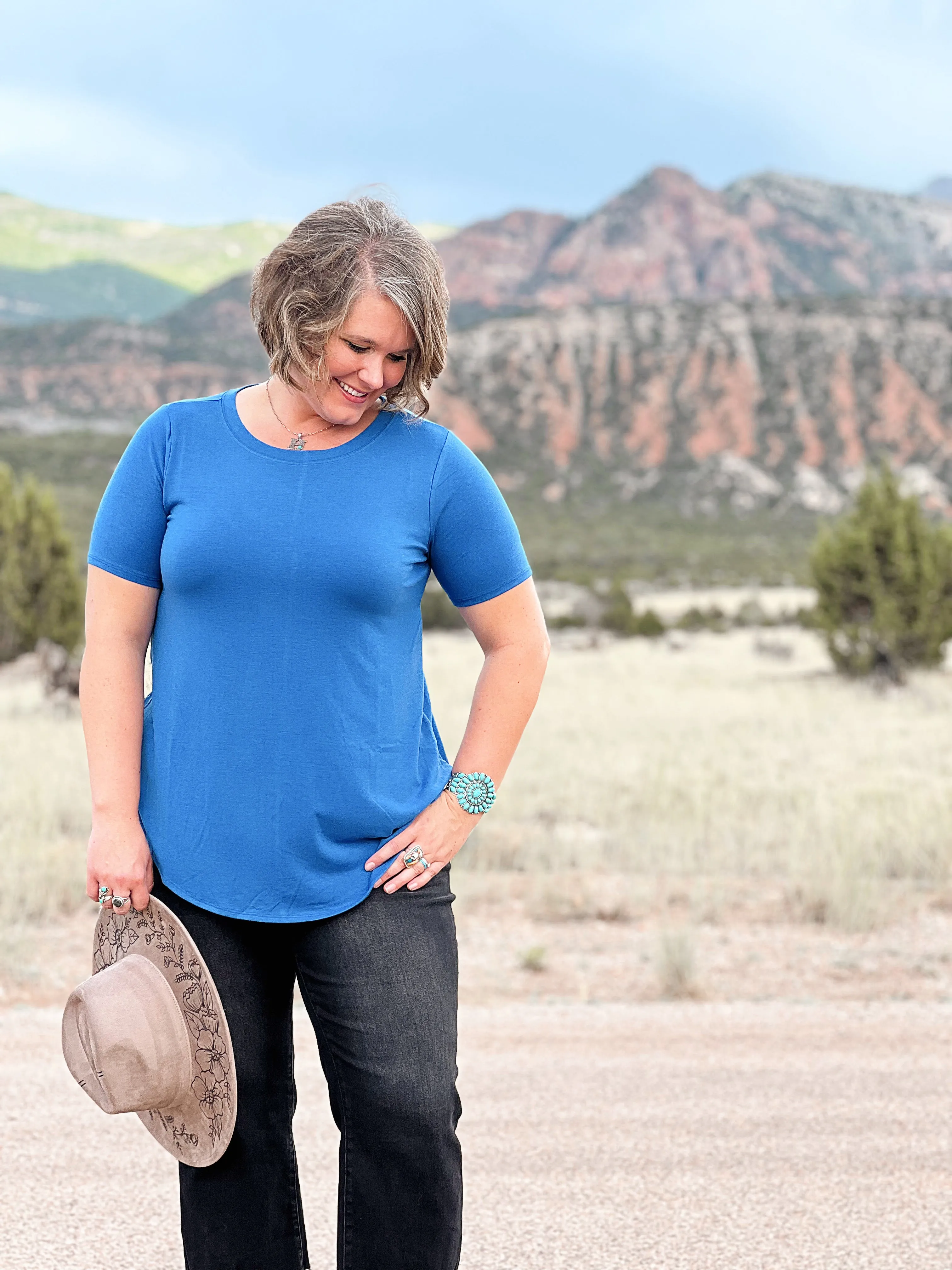 Essential Scoop Neck Top - Bright Blue