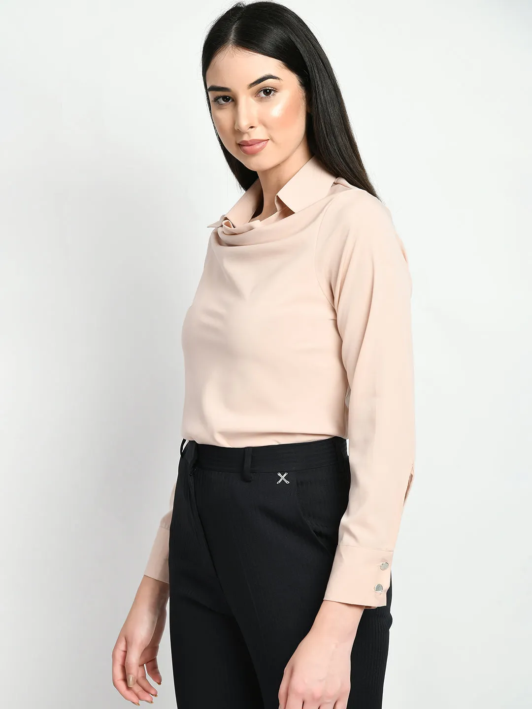 Exude Freshness Cowl Neck Top (Peach)