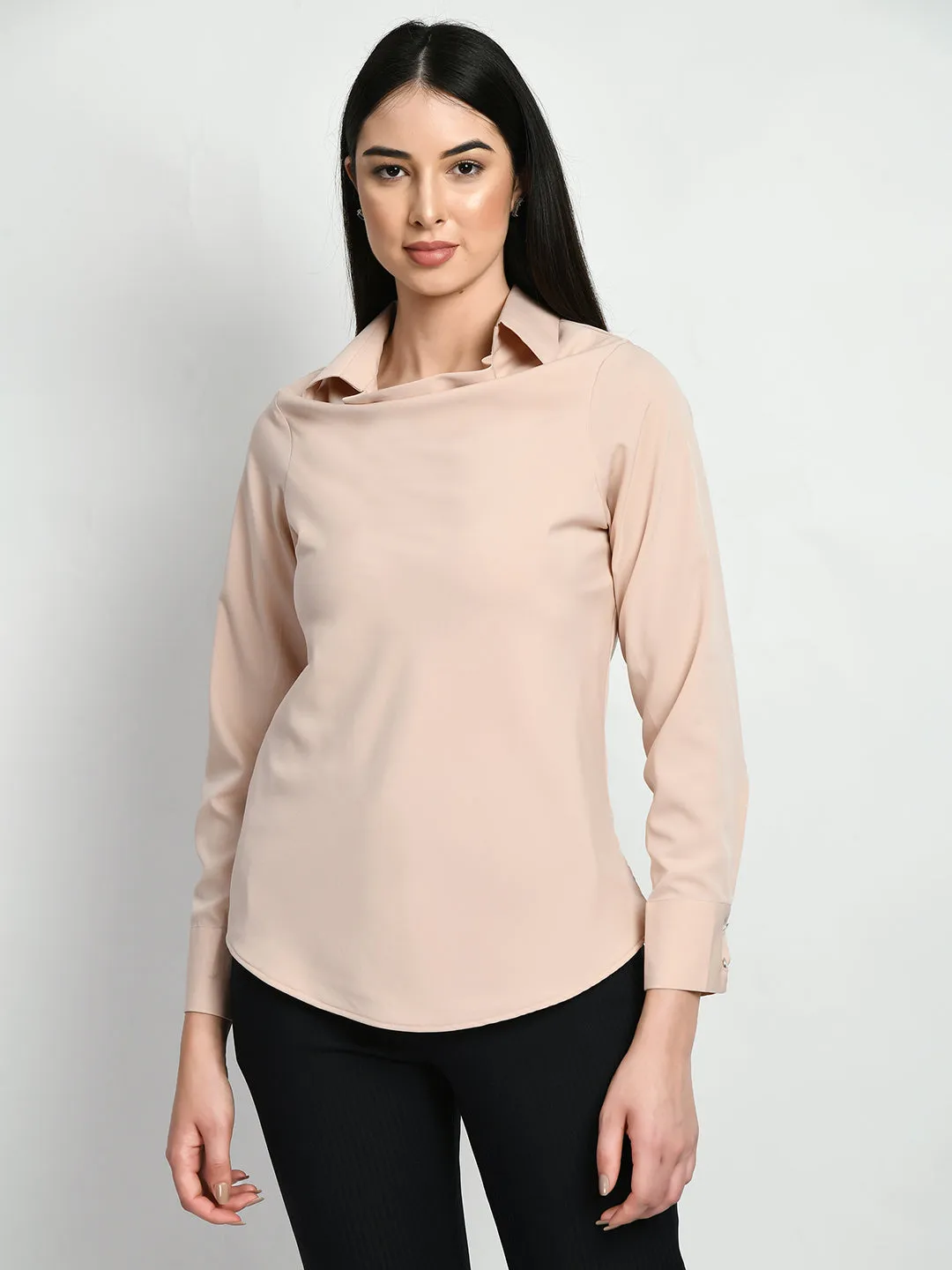 Exude Freshness Cowl Neck Top (Peach)