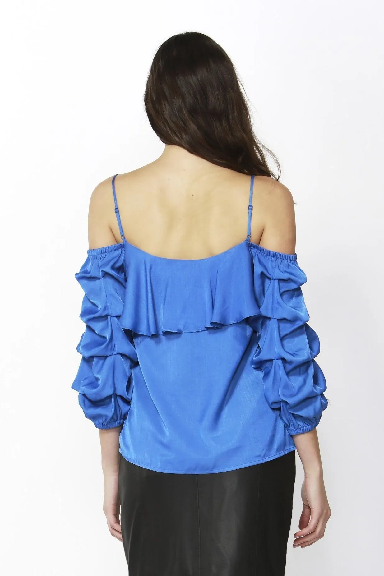 Fate   Becker Dare Cold Shoulder Top in Blue