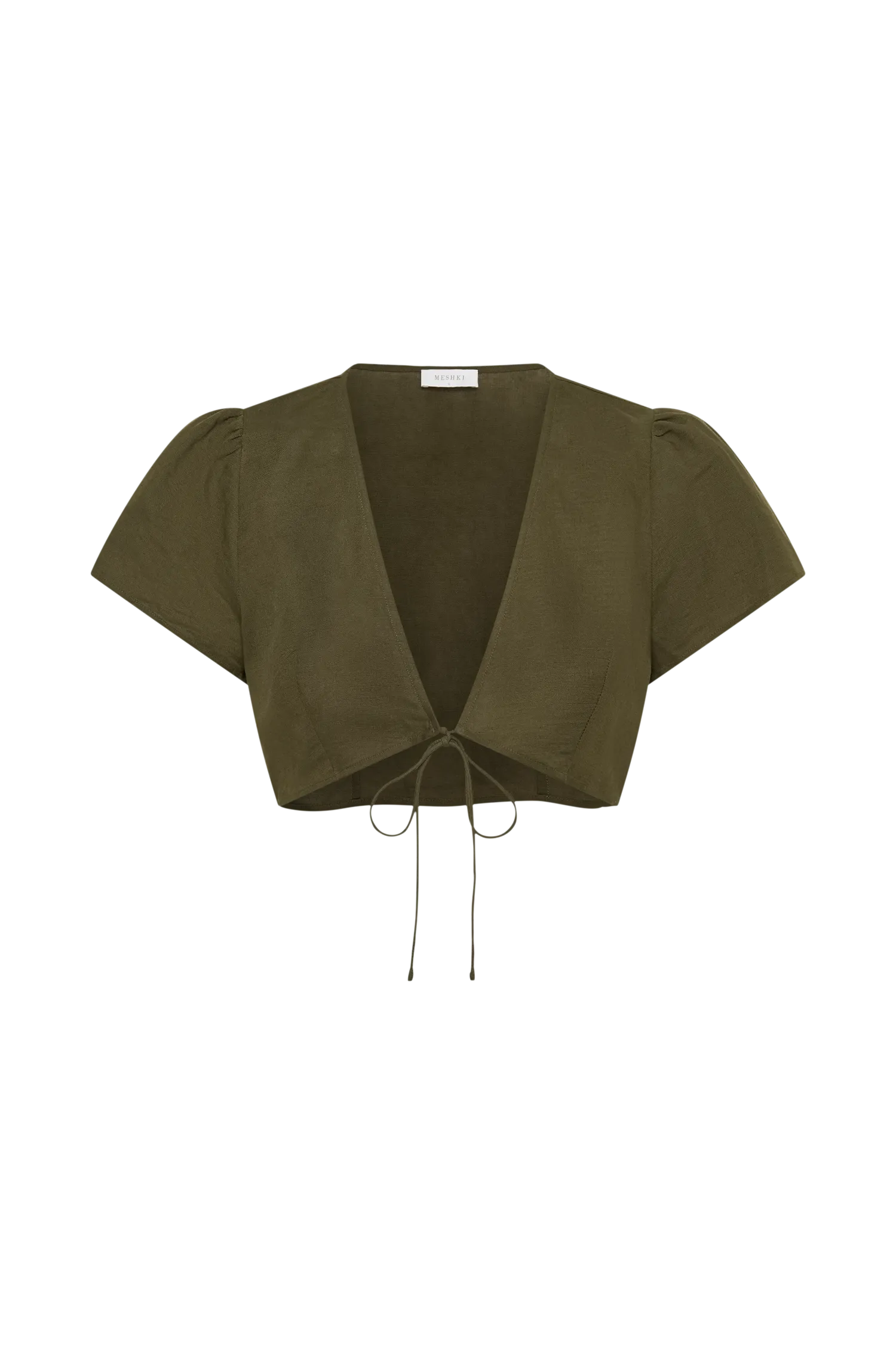 Fatima Linen Crop Top - Khaki