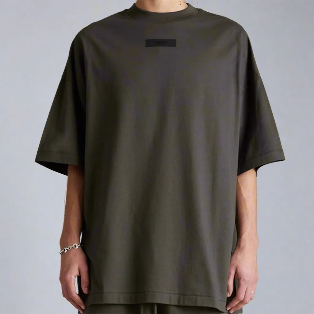 Fear of God Essentials Applique Box Logo Drop Shoulder Tee Ink (Oversized)