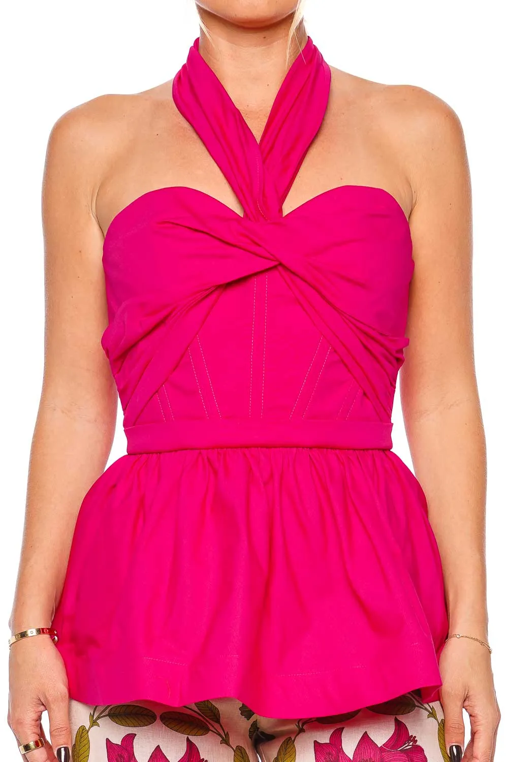 Flora Fuchsia Peplum Blouse