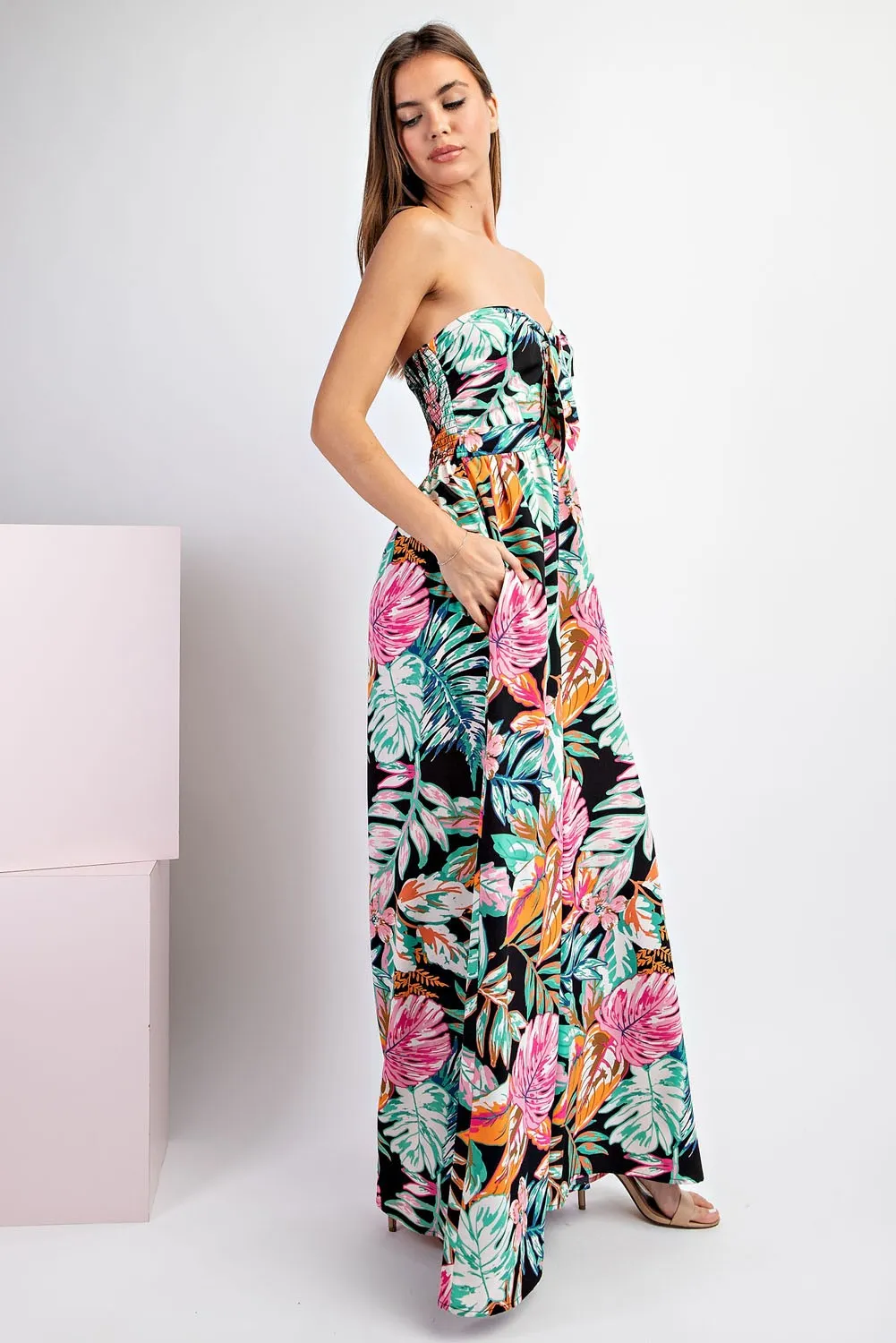 Floral Print Sleeveless Jumpsuit