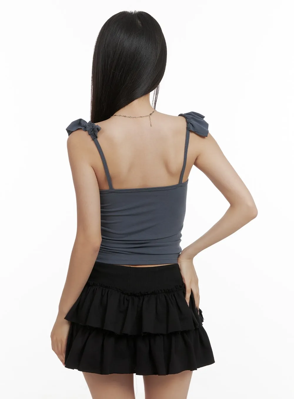 Frill Square Neck Sleeveless Top CA409