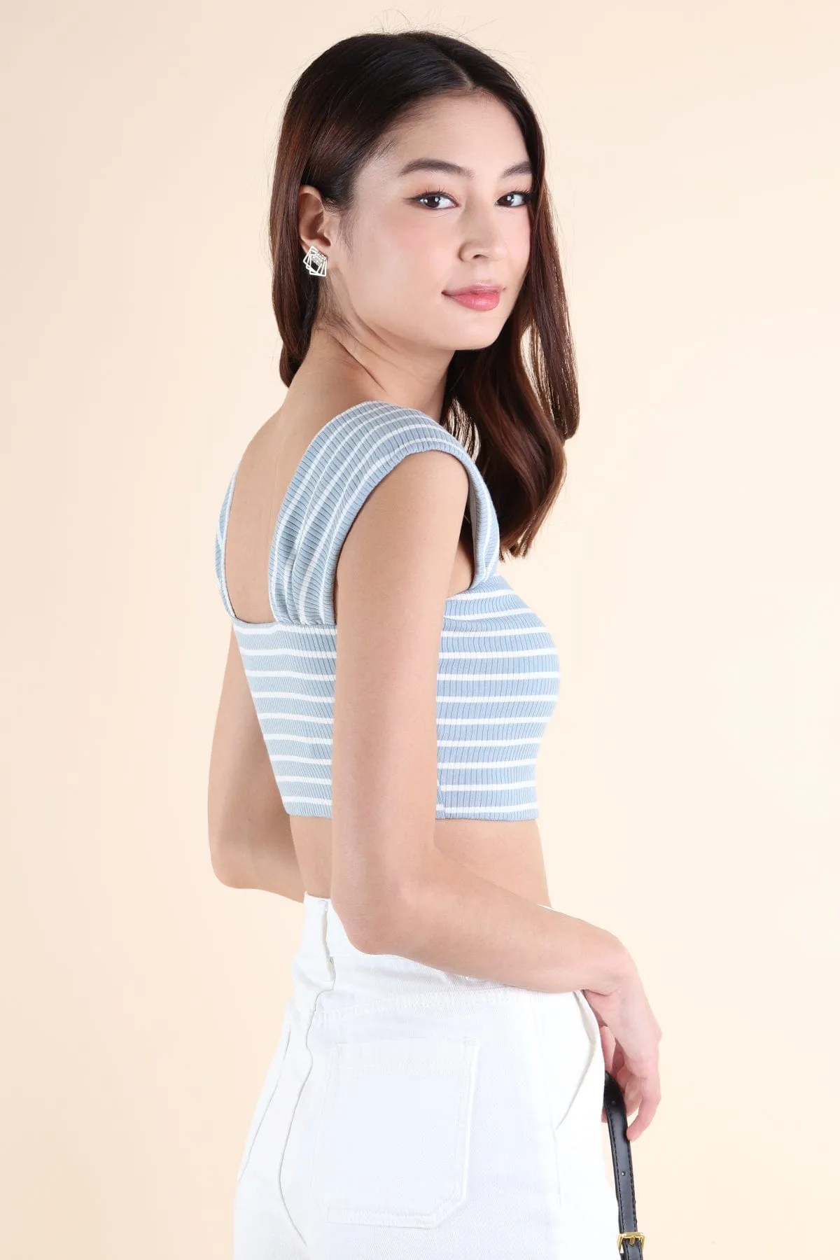 GABE STRIPES CROP TOP IN BLUE