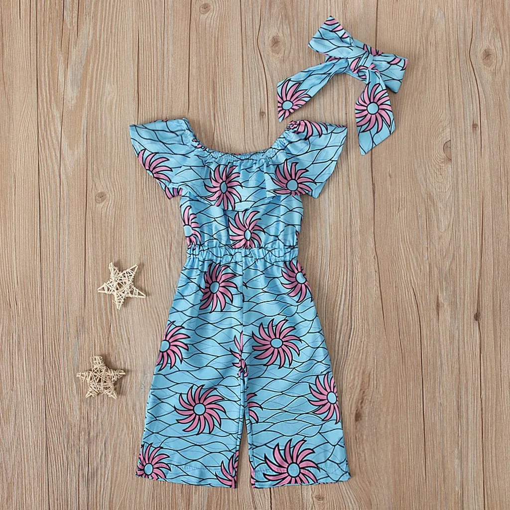 Girls Tribal Print Off Shoulder Rompers   Headband Set - ONLY 2 LEFT !!!