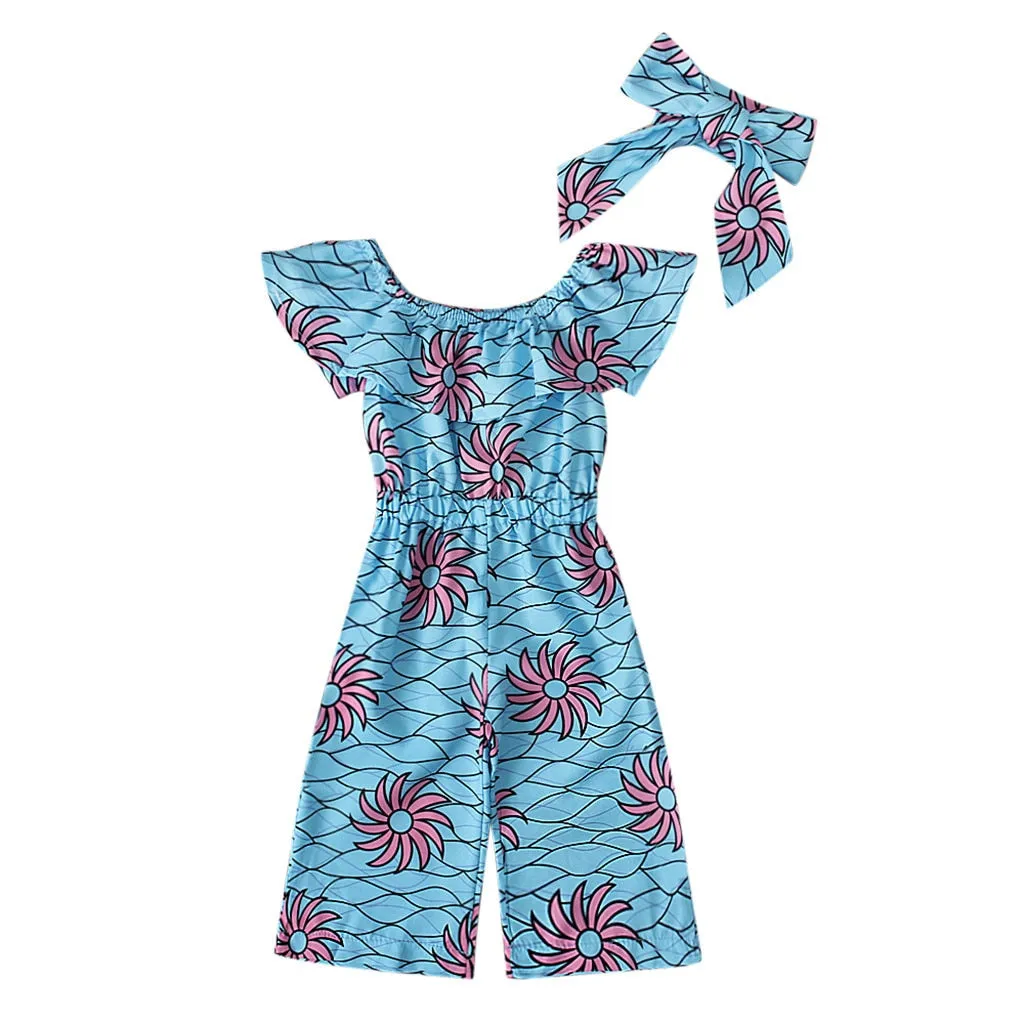 Girls Tribal Print Off Shoulder Rompers   Headband Set - ONLY 2 LEFT !!!