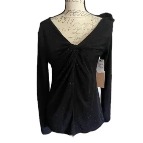 Halogen Black Glitter Sparkle Off Shoulder Shirt Medium