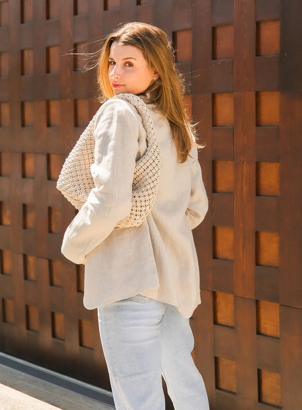 Harper Linen Blazer-OATMEAL