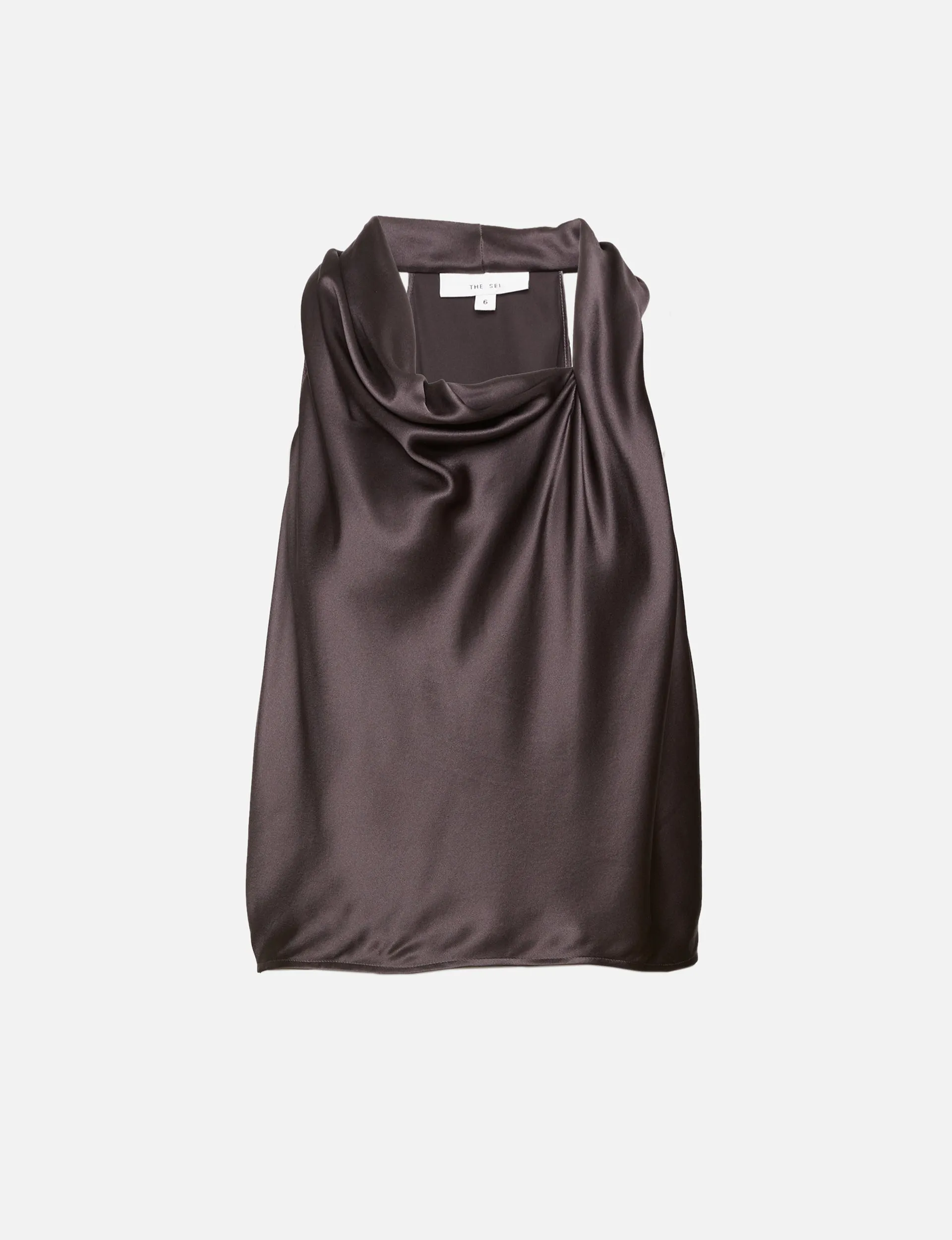 High Neck Satin Drape Top