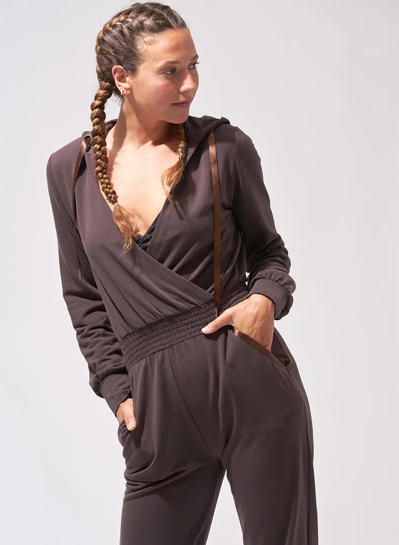 Hooded Surplice Jumpsuit