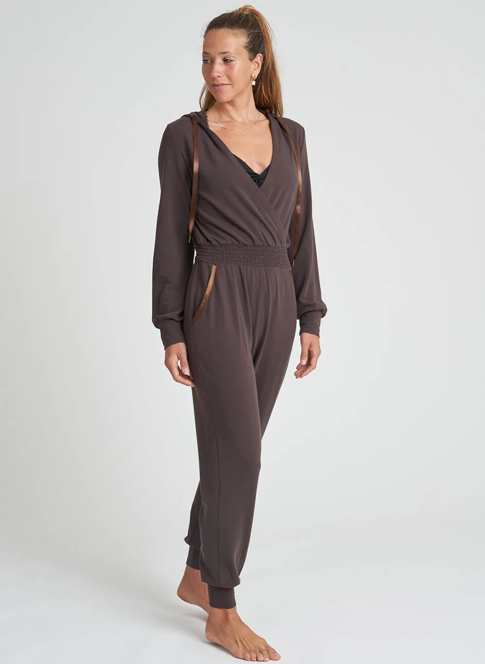 Hooded Surplice Jumpsuit