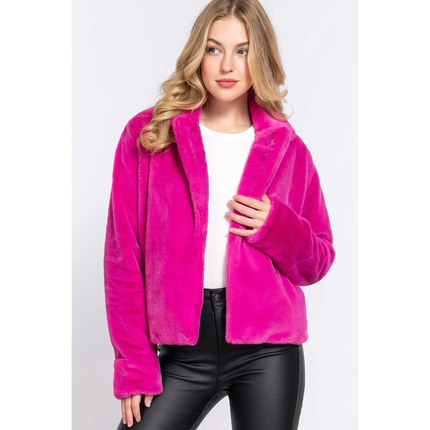 HOT PINK FAUX FUR BLAZER/JACKET