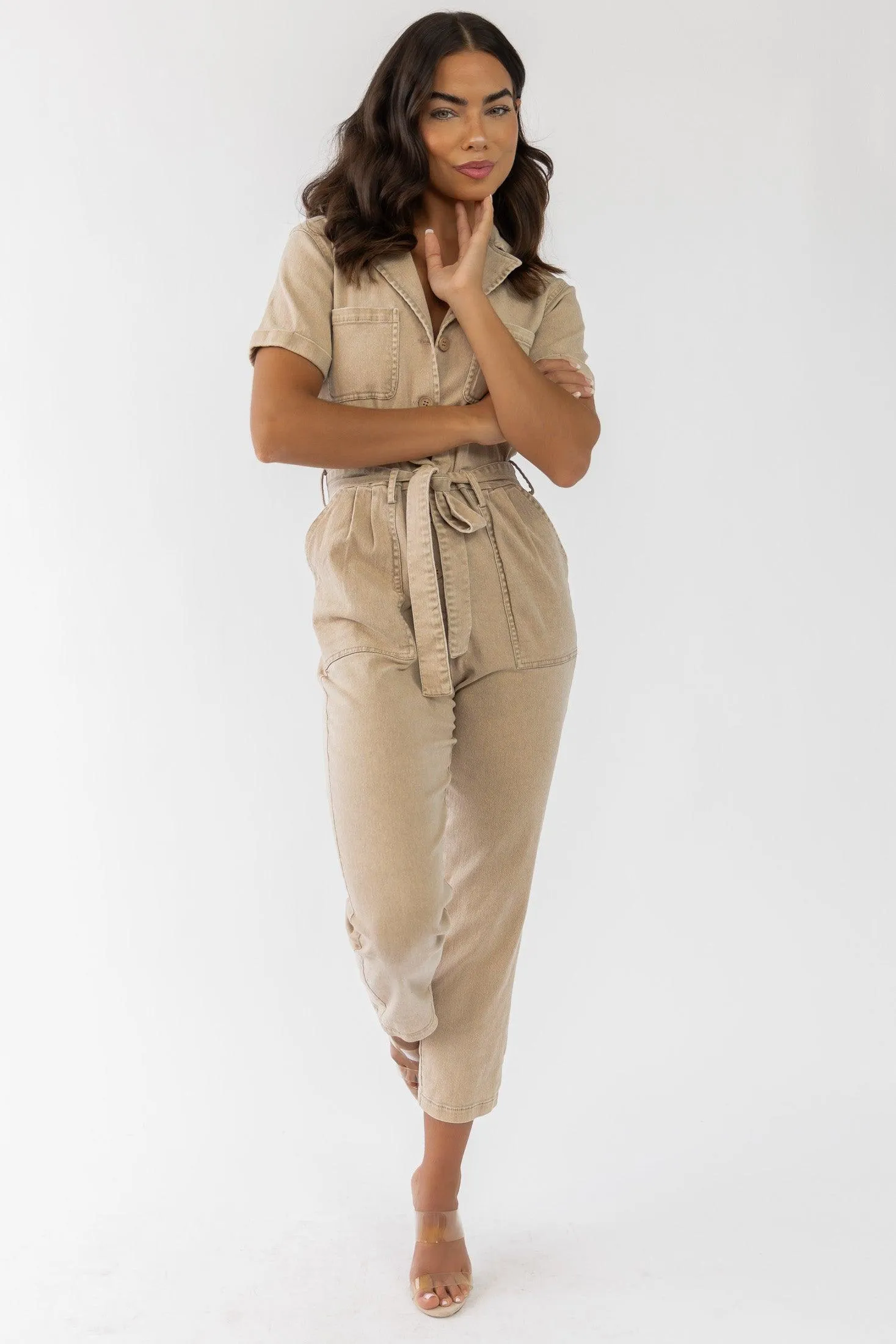 Kendall Khaki Washed Jumpsuit