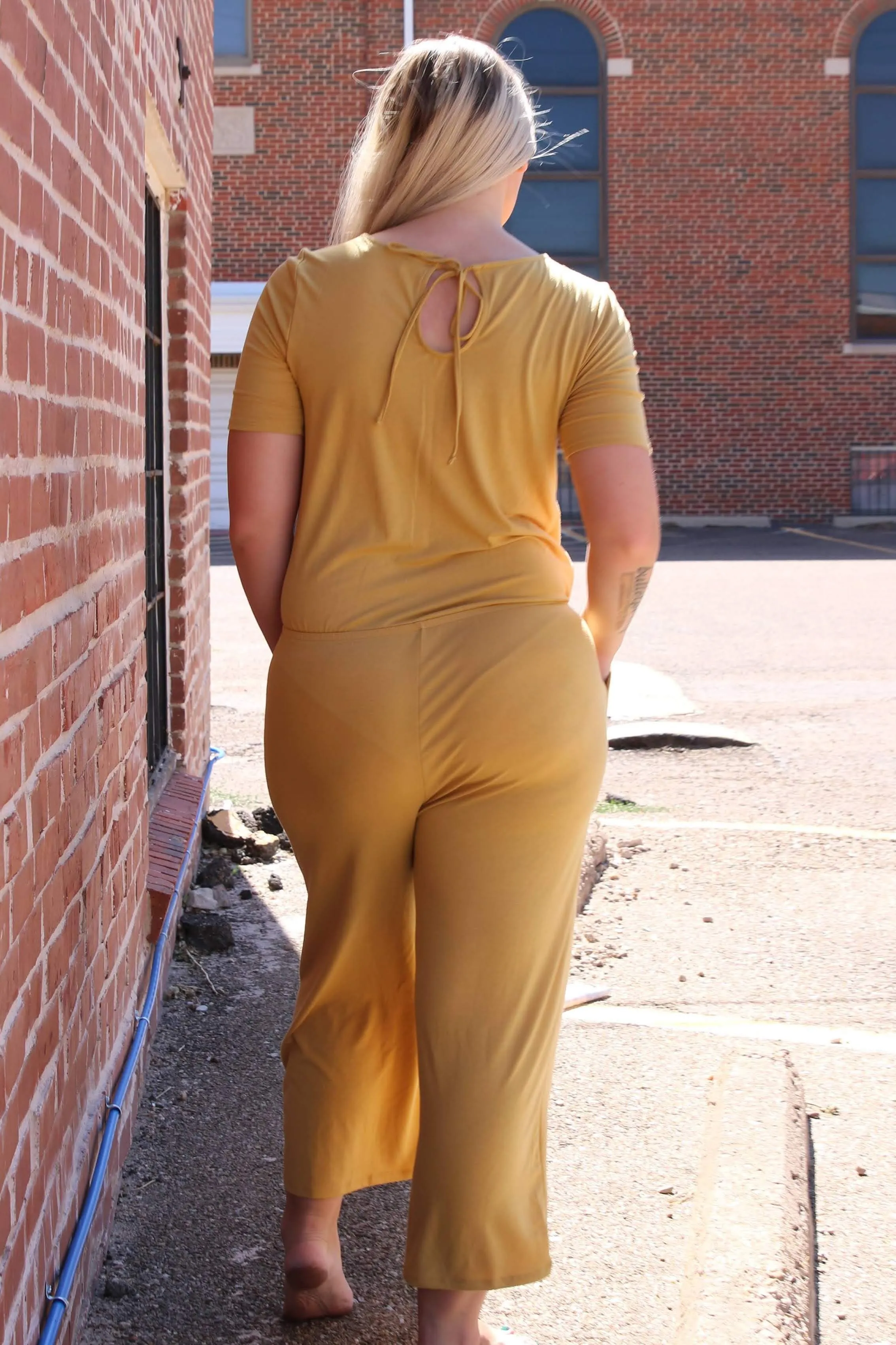 Koren Mustard Capri Jumpsuit