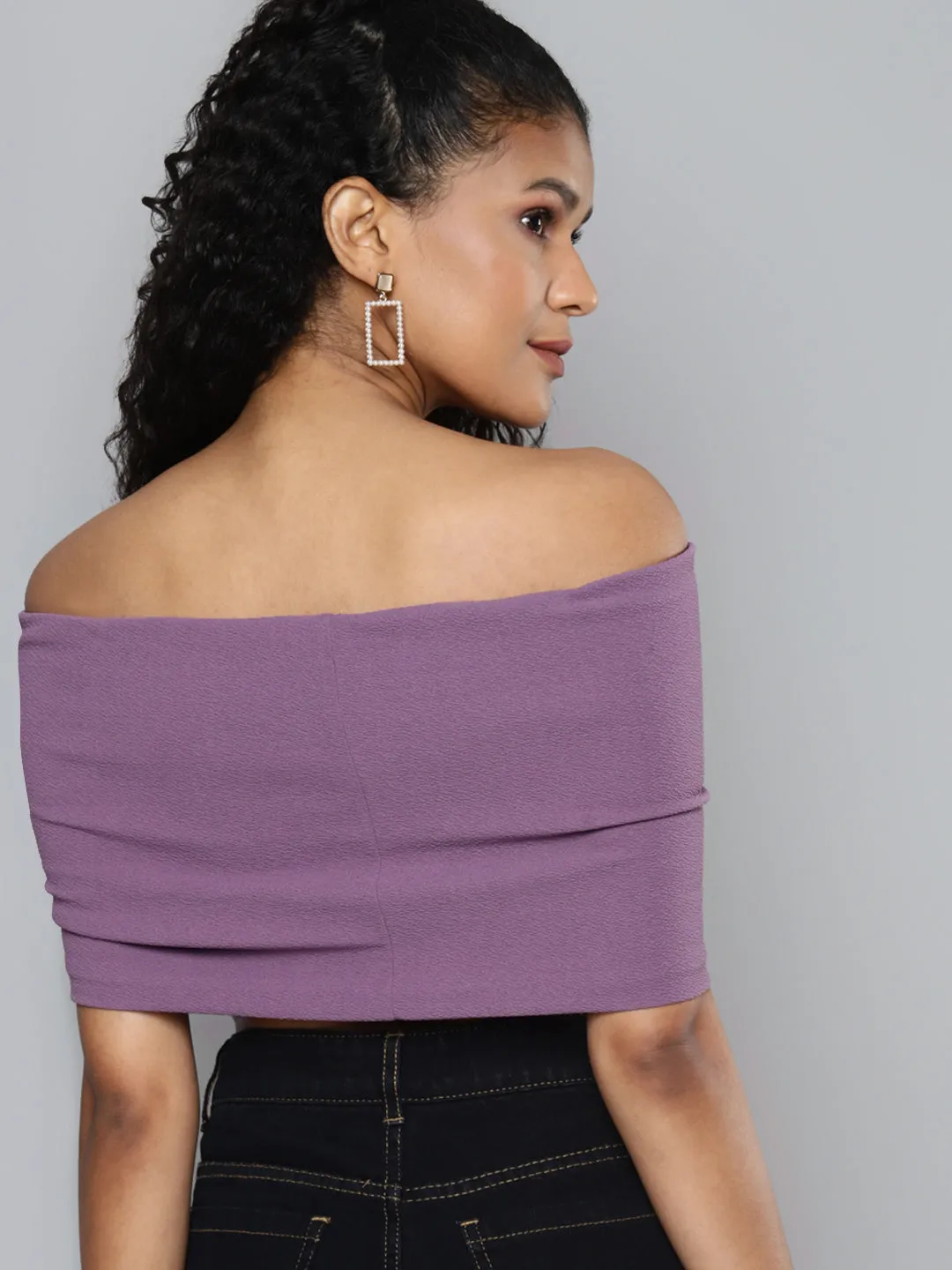 Bardot Layered Lavender Crop Top