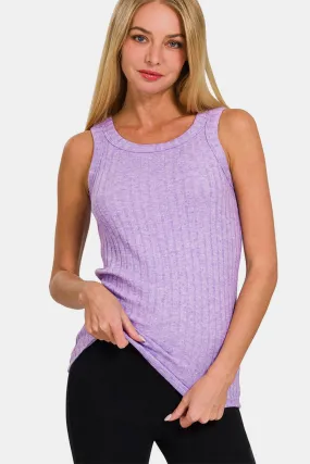 Lavender Summer Tank Top Zenana Ribbed Round Neck Tank