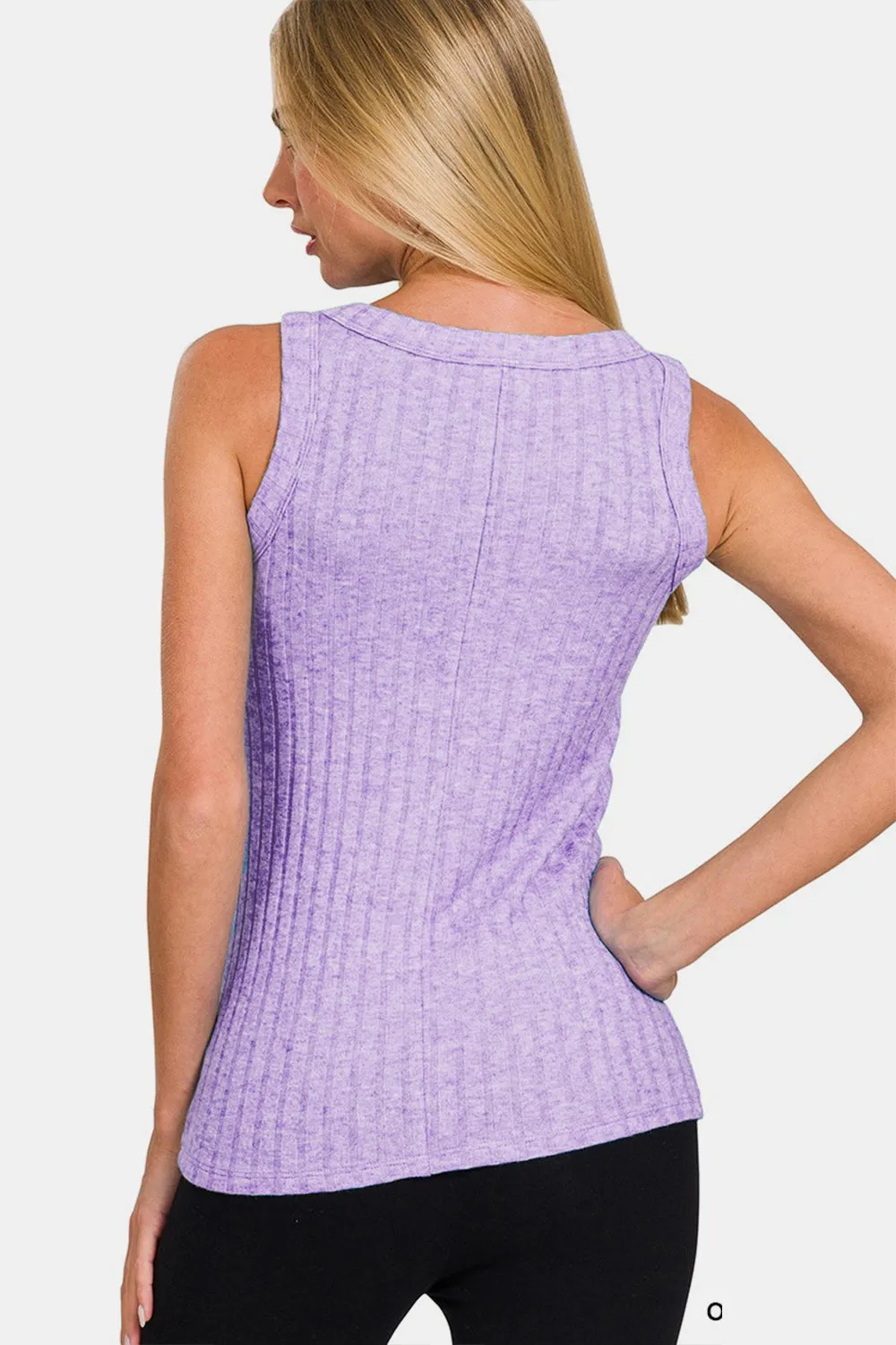 Lavender Summer Tank Top Zenana Ribbed Round Neck Tank