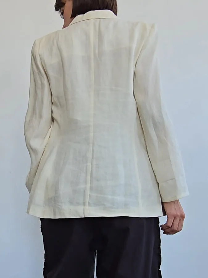 Lemon Cream Linen Blazer (M)