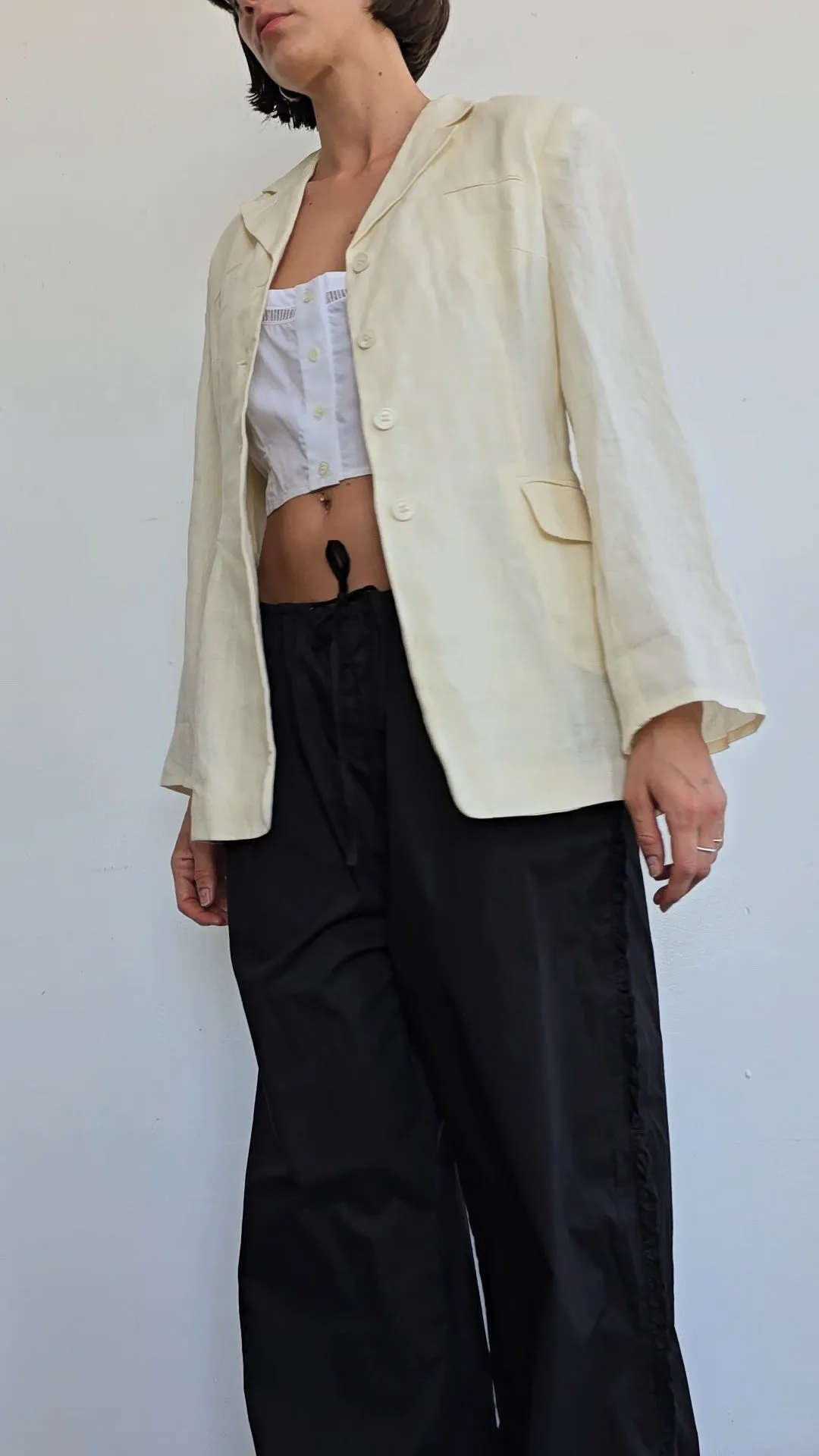 Lemon Cream Linen Blazer (M)