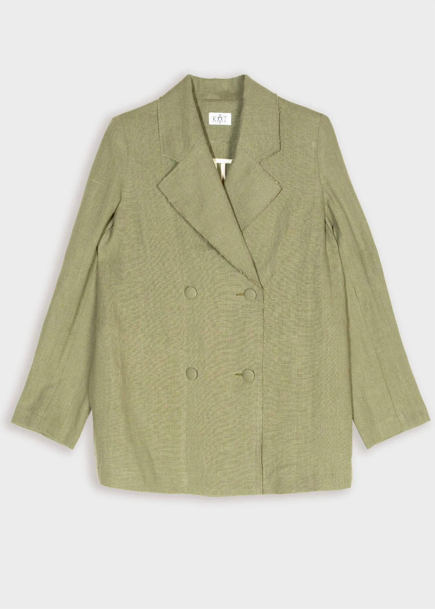 LINNEA Oversized Linen Blazer - Olive green