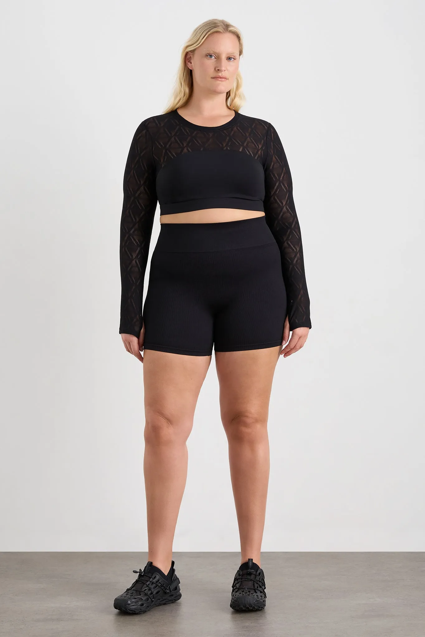 Long Sleeve Mesh Crop Top 356