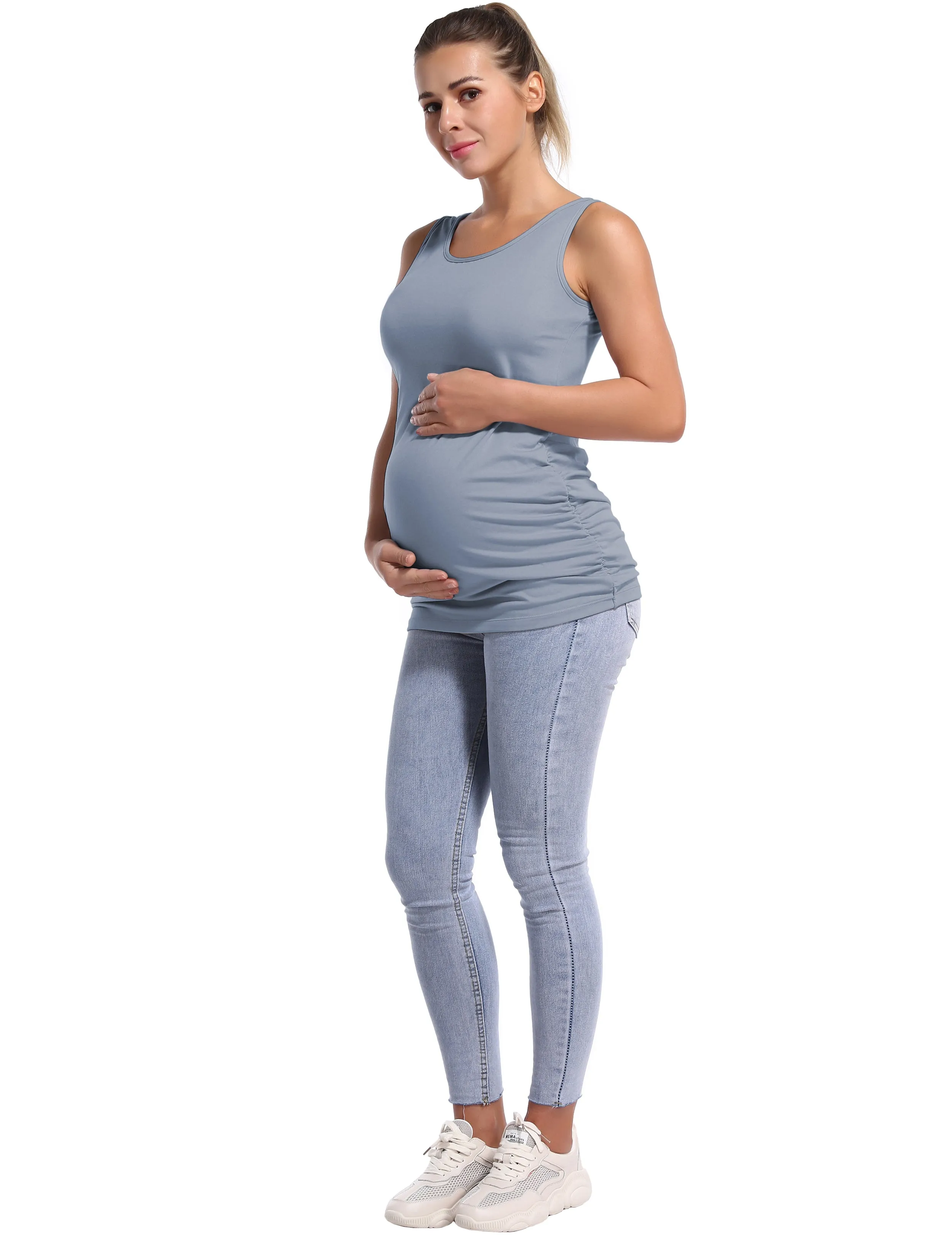 Maternity Side Shirred Tank Top heathergray