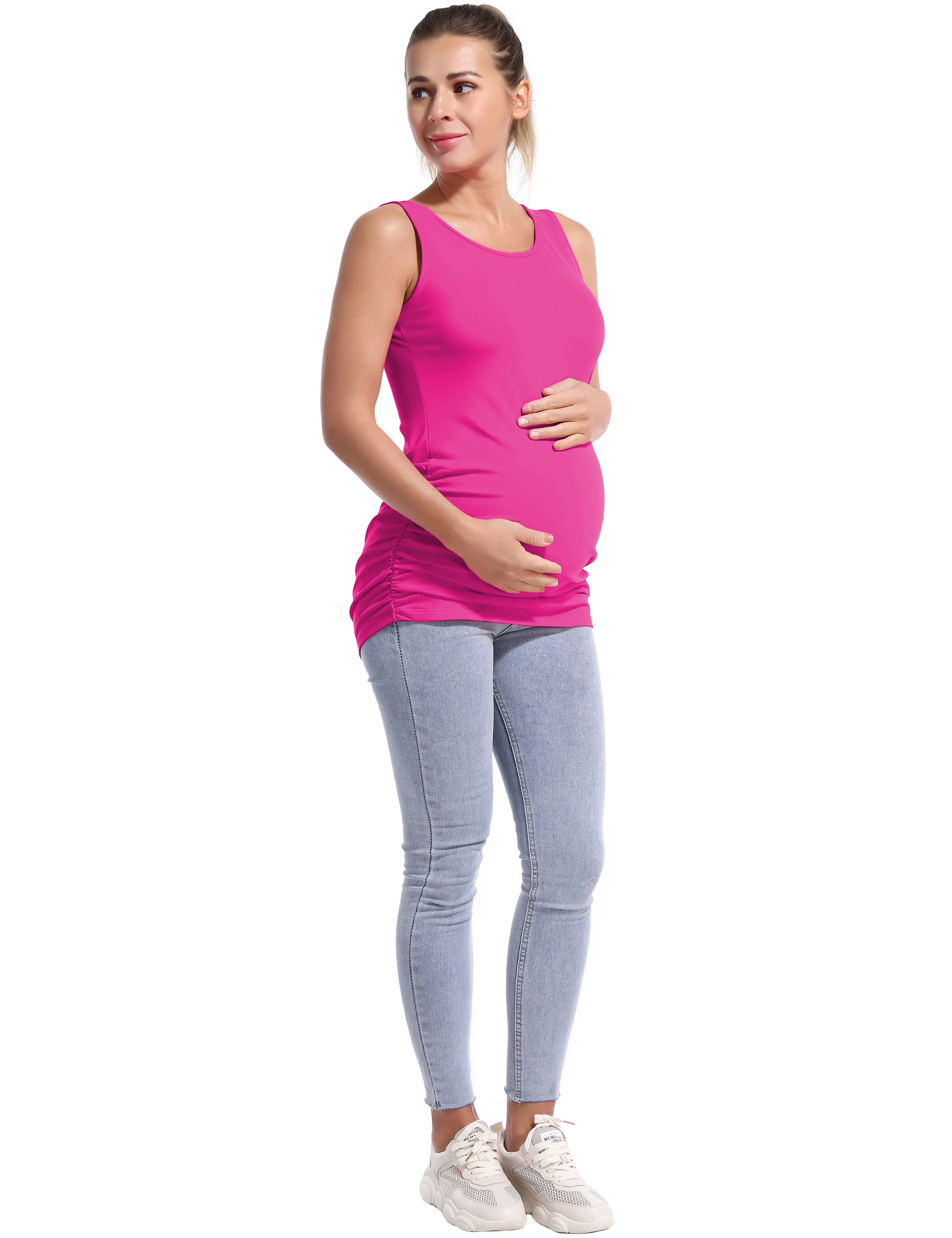 Maternity Side Shirred Tank Top magenta