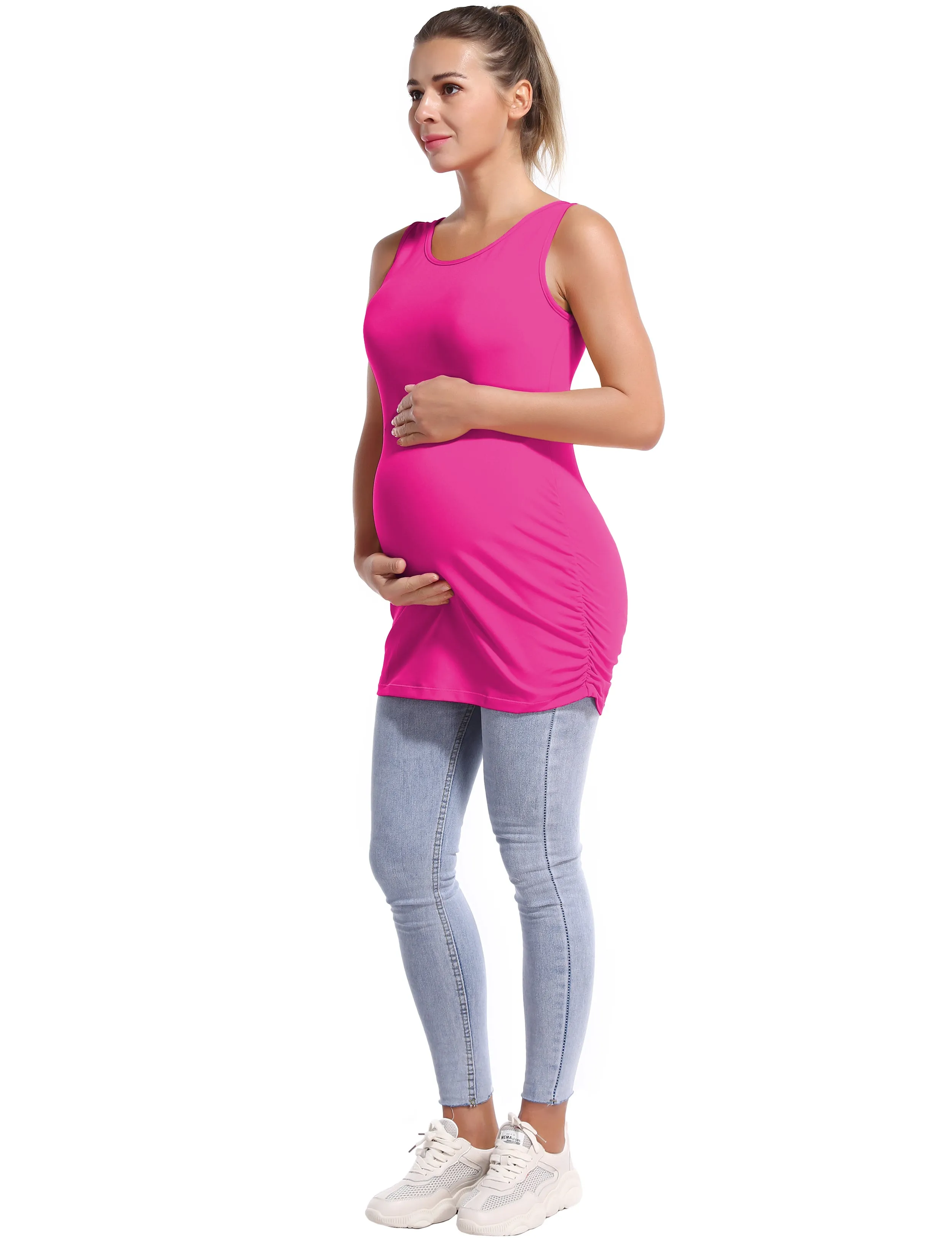 Maternity Side Shirred Tank Top magenta