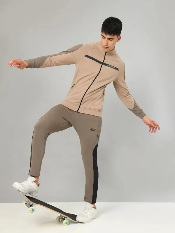 Men Colorblock Slim Fit Mock Neck Jacket with TECHNO GUARD