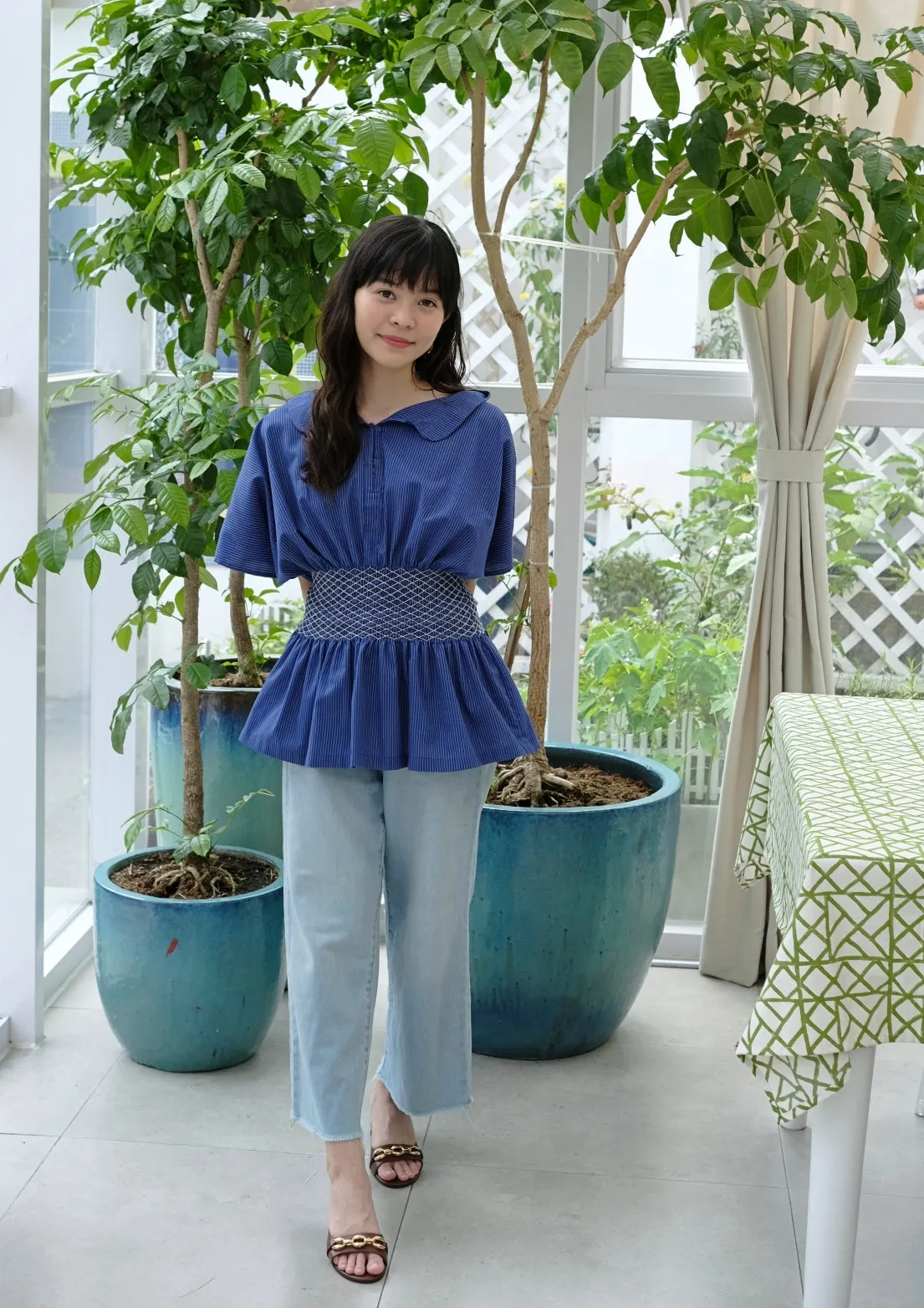 mira blouse - blue stripes