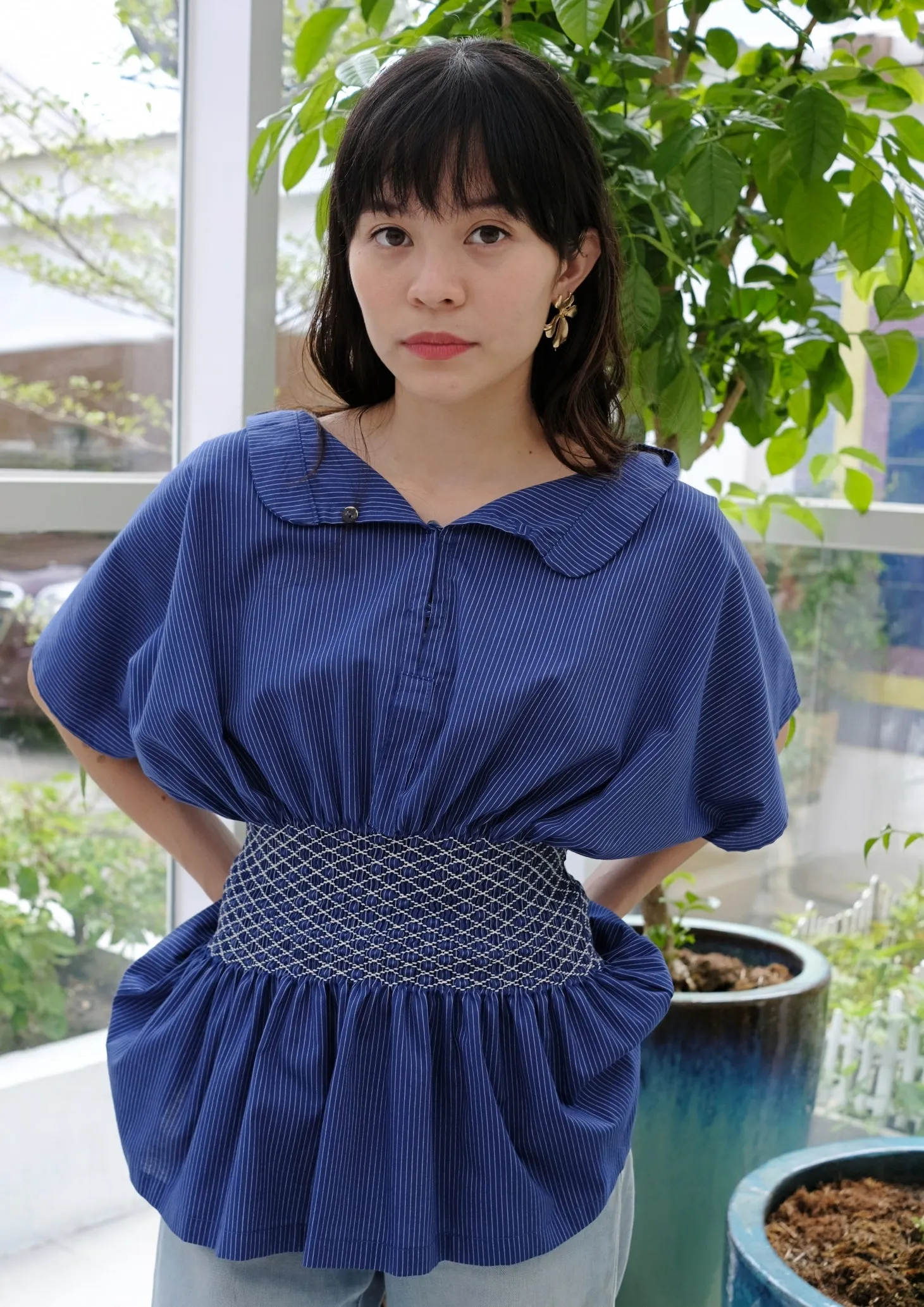 mira blouse - blue stripes