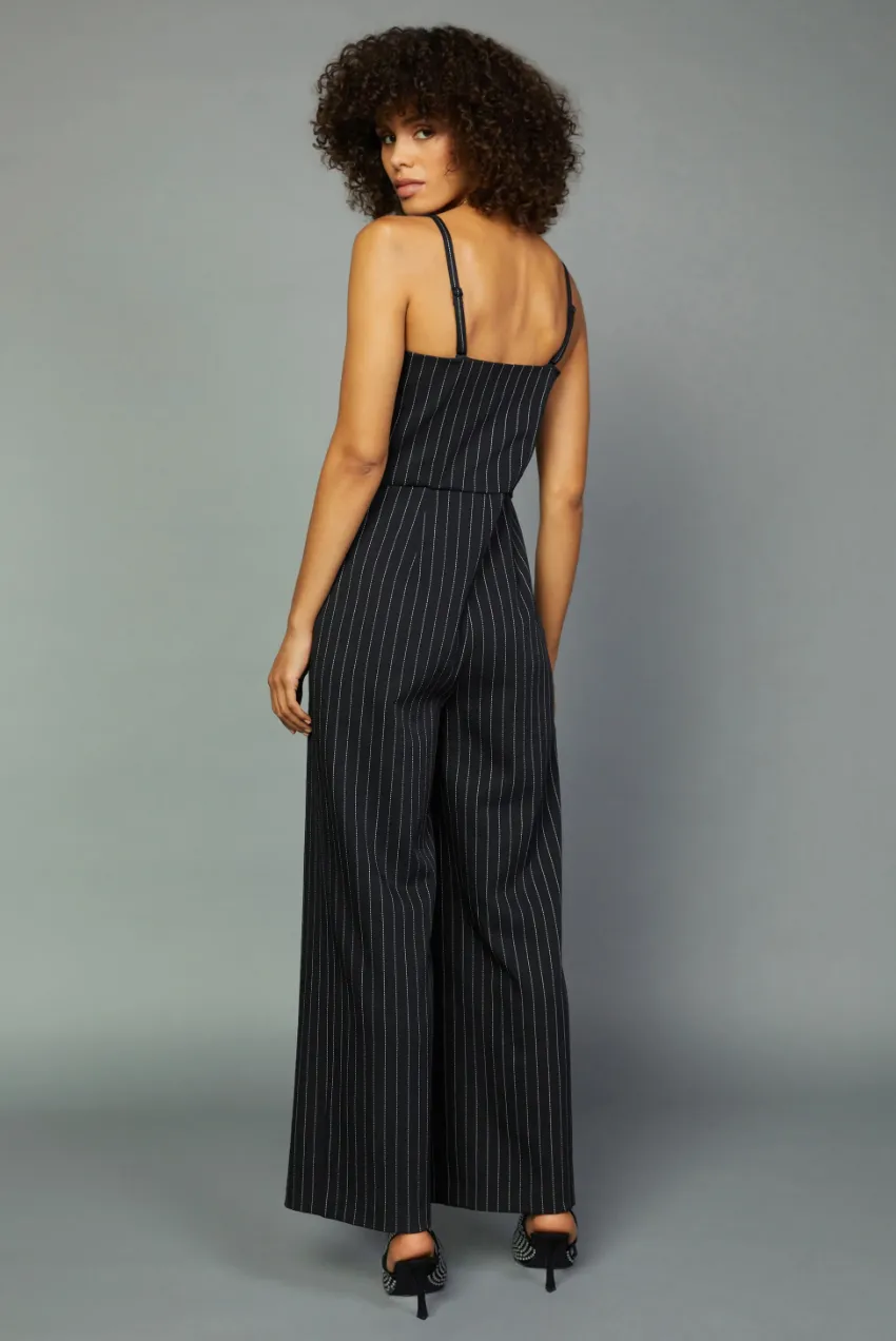 Pinstriped Bow Detail Jumpsuit