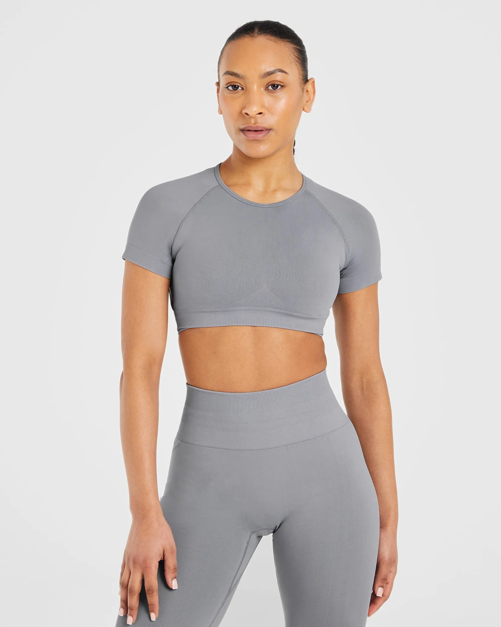 Power Seamless Crop Top - Grey