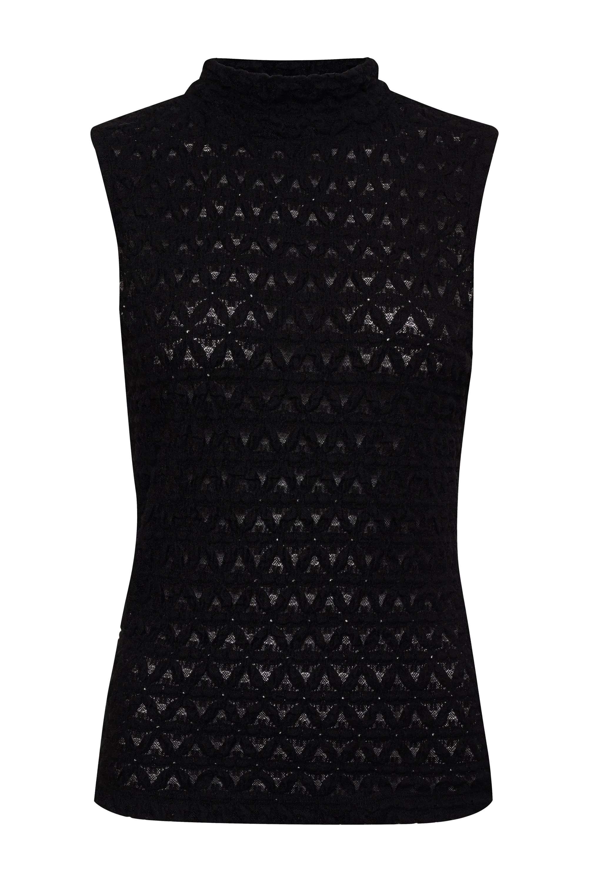 Pucker Up Lace Mock Neck Tank Black