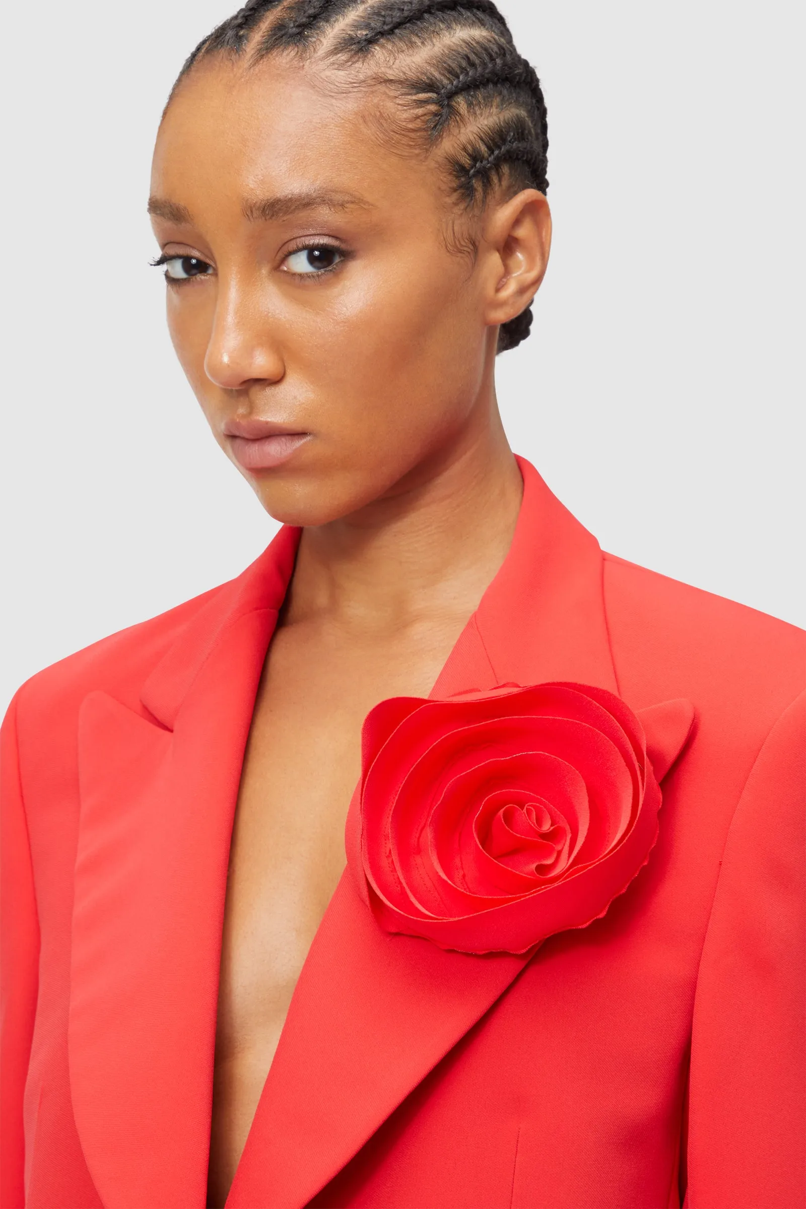 ROSE APPLIQUE TUXEDO BLAZER