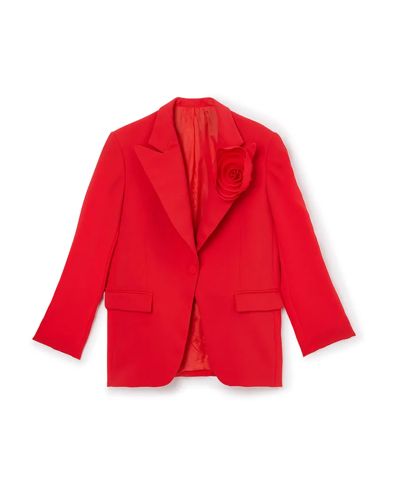 ROSE APPLIQUE TUXEDO BLAZER