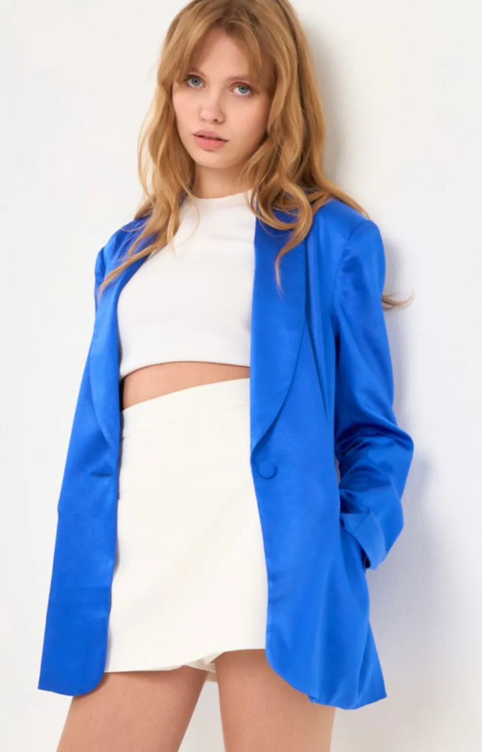 ROYAL BLUE SATIN BLAZER