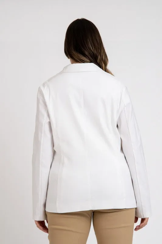 Royal Curves Off White Button Blazer