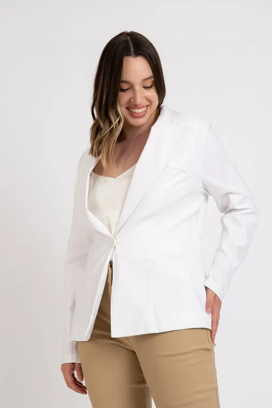 Royal Curves Off White Button Blazer