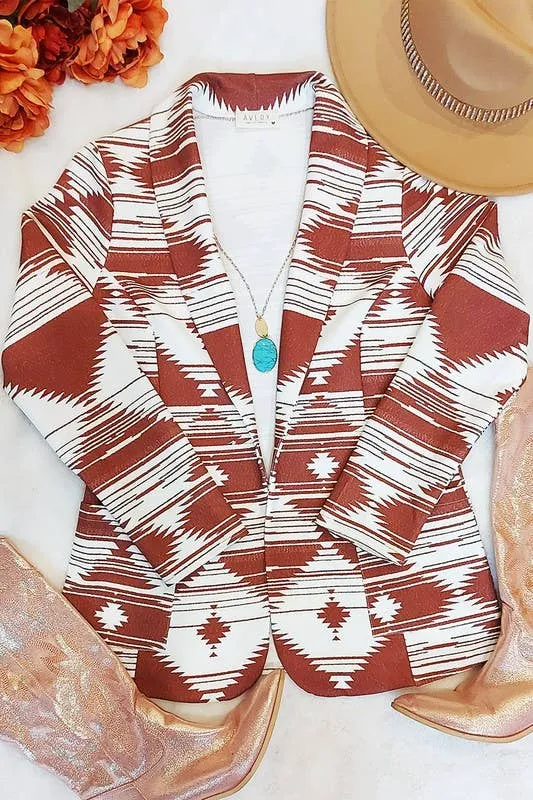 Rust Aztec Lightweight Blazer