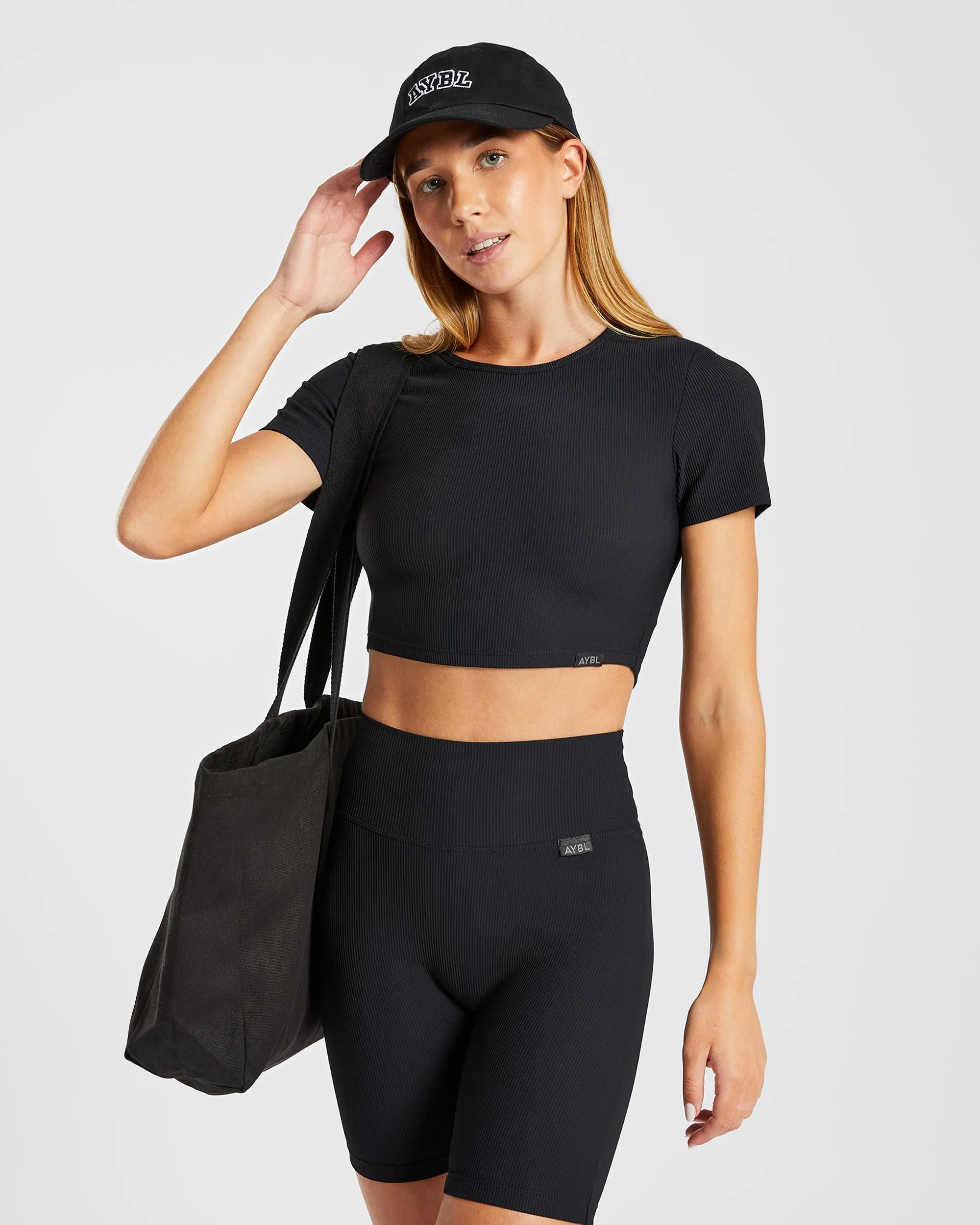 Sculpt Ribbed Crop Top - Black