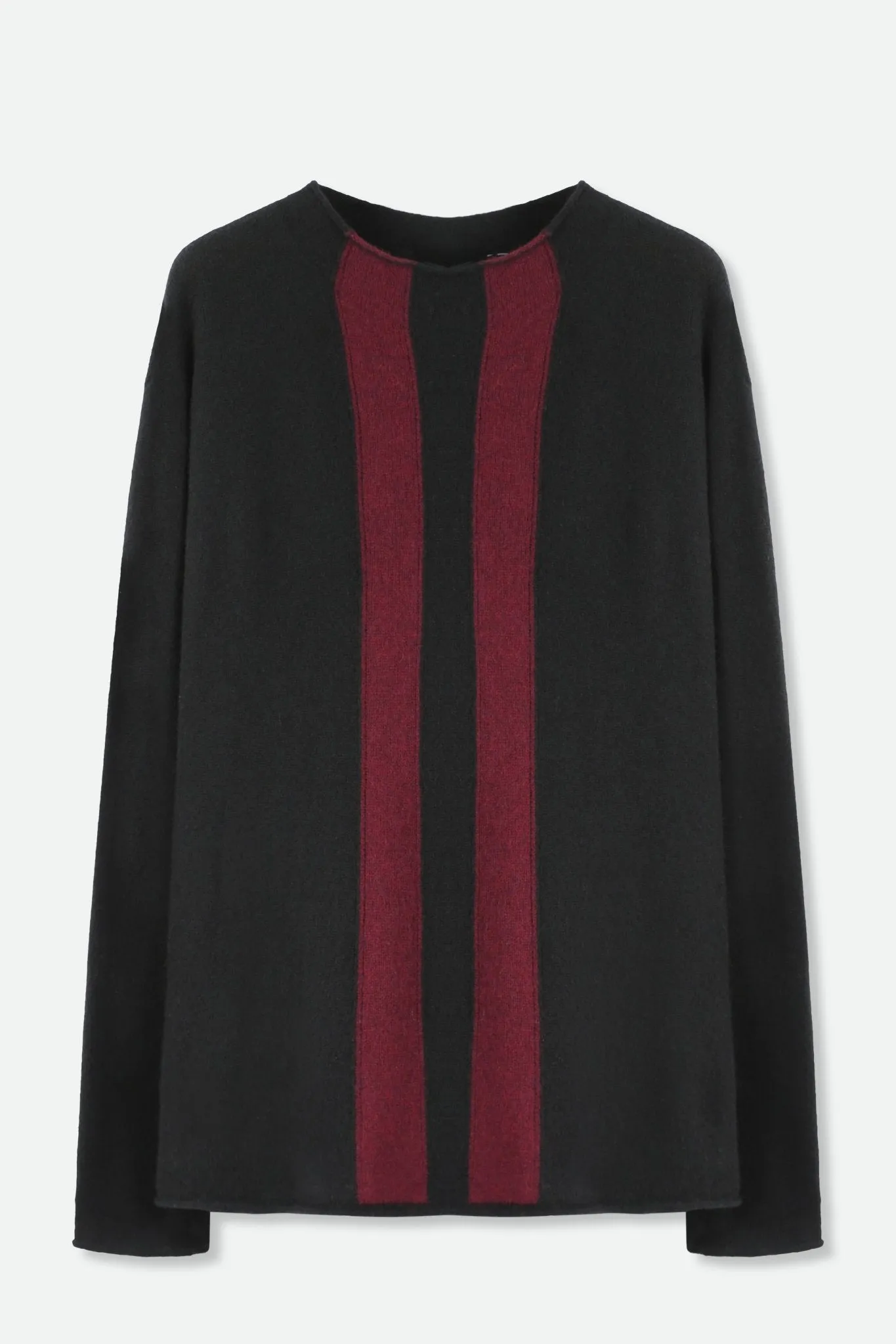 SERENA MOCK NECK SWEATER IN ITALIAN MERINO YAK IN BLACK AND FIG