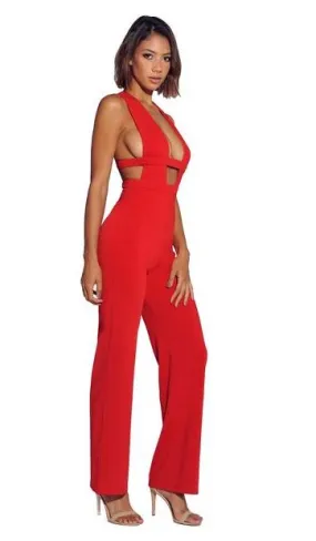 Sexy Red Cutout Jumpsuit