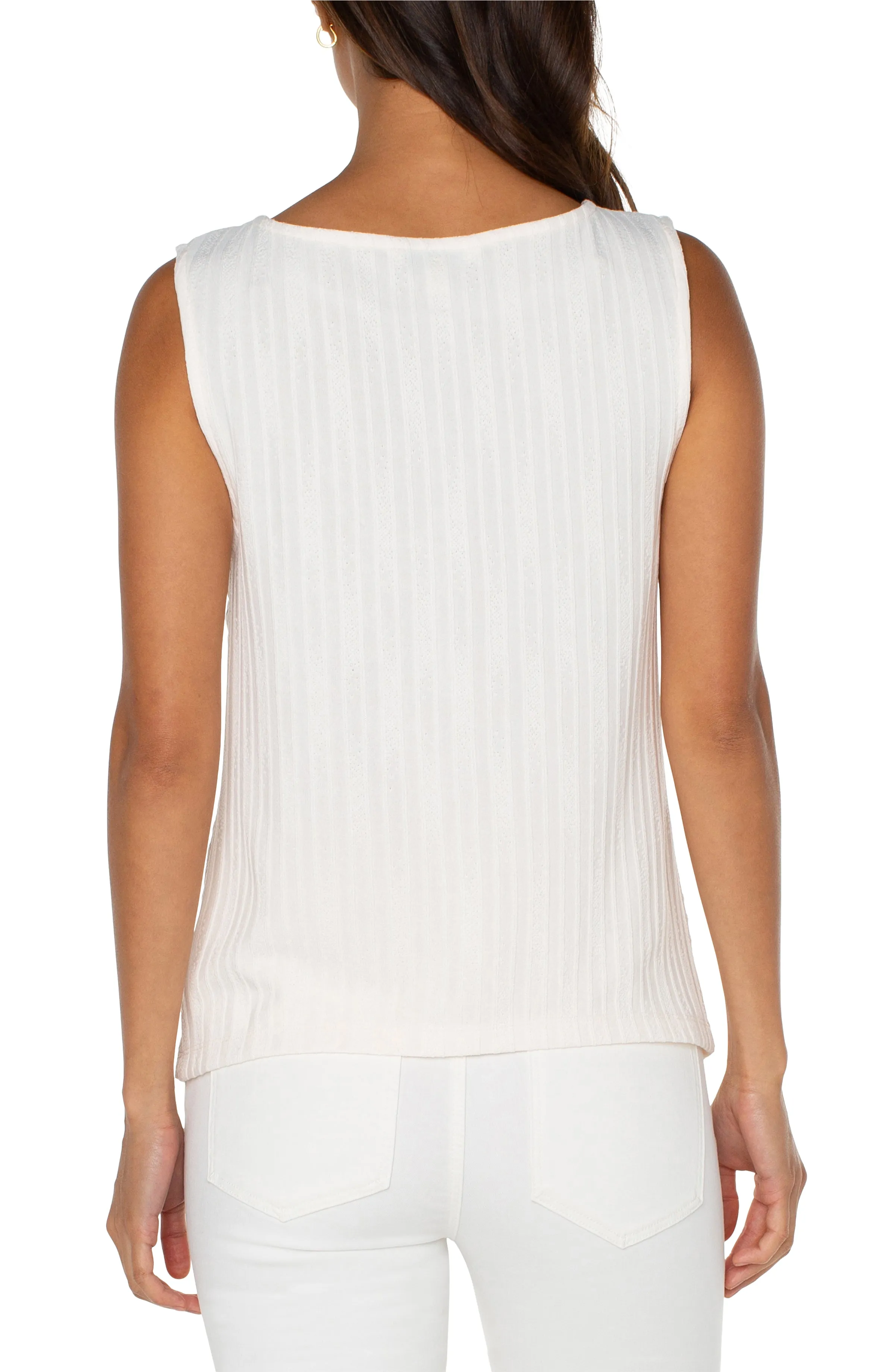 SLEEVELESS BOAT NECK KNIT TOP