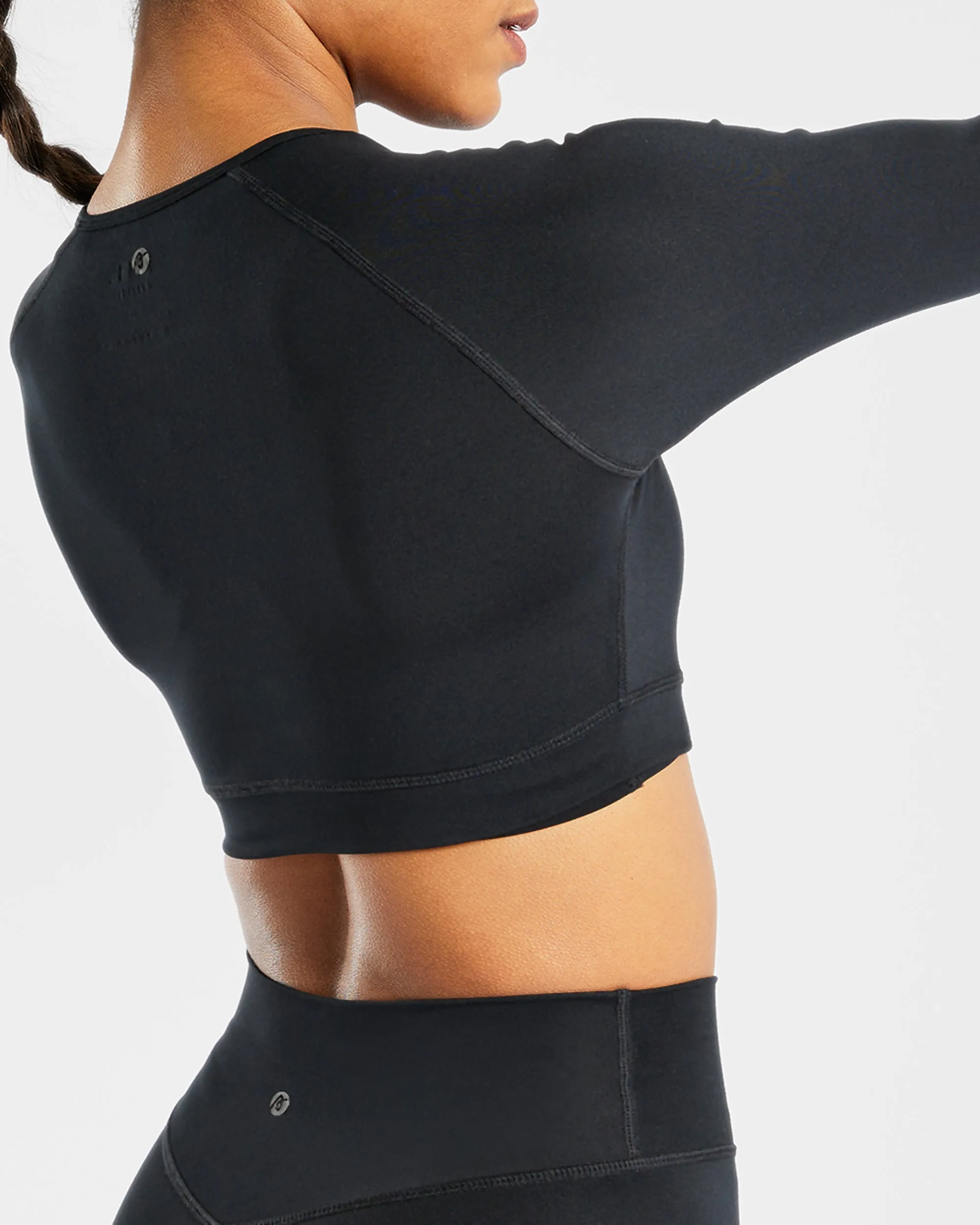 Staple Long Sleeve Crop Top - Black